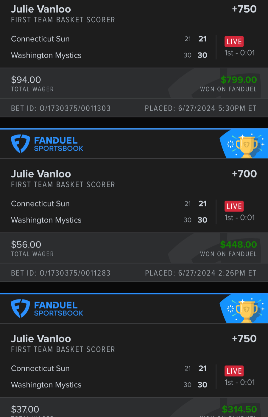 Hall of Fame betting receipt