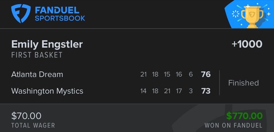 Hall of Fame betting receipt