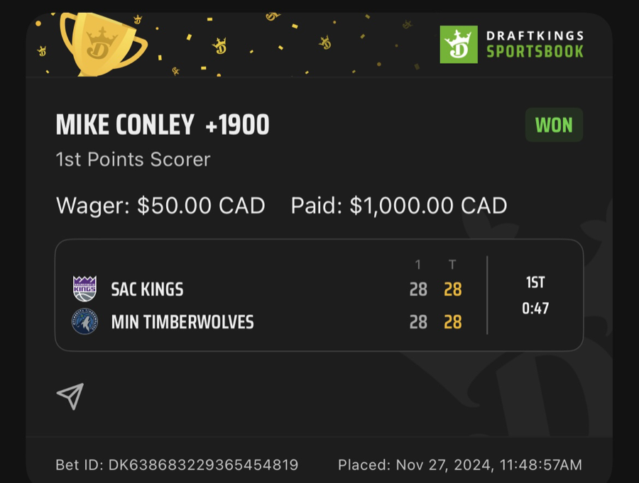 Hall of Fame betting receipt