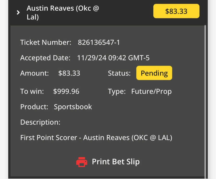 Hall of Fame betting receipt