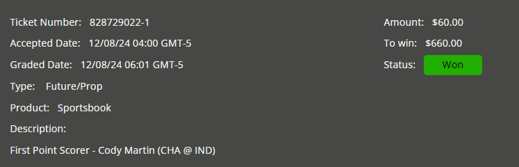 Hall of Fame betting receipt