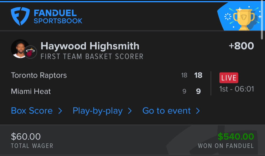 Hall of Fame betting receipt