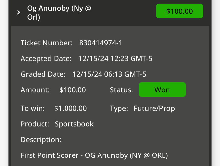 Hall of Fame betting receipt