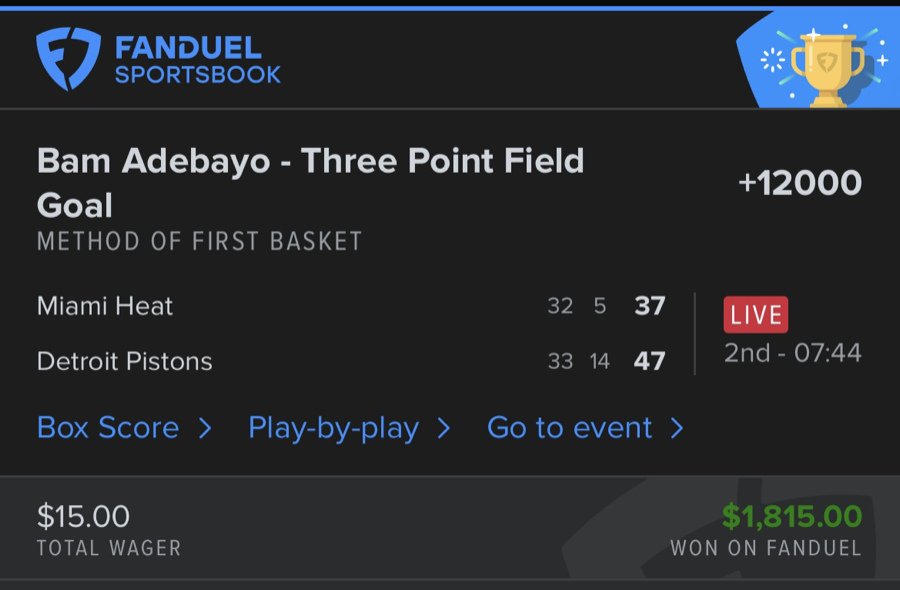 Hall of Fame betting receipt