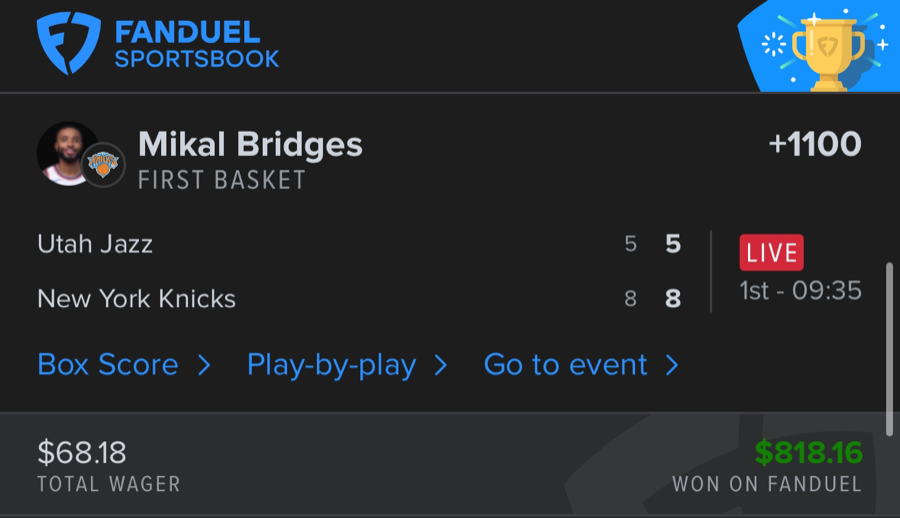 Hall of Fame betting receipt