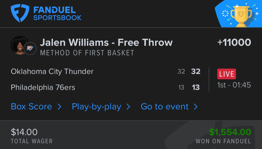 Hall of Fame betting receipt