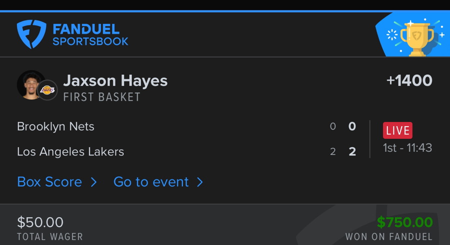 Hall of Fame betting receipt