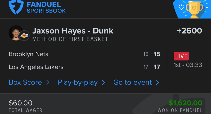 Hall of Fame betting receipt