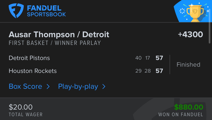 Hall of Fame betting receipt