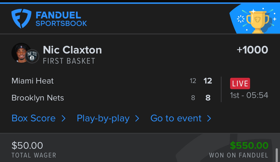 Hall of Fame betting receipt