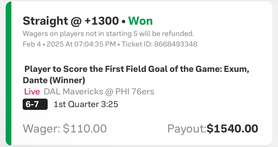 Hall of Fame betting receipt