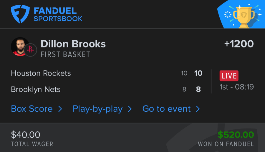 Hall of Fame betting receipt