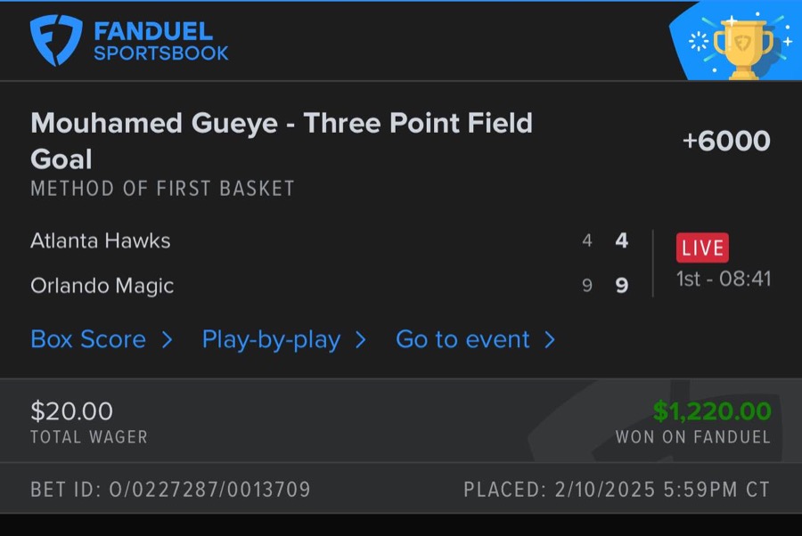 Hall of Fame betting receipt