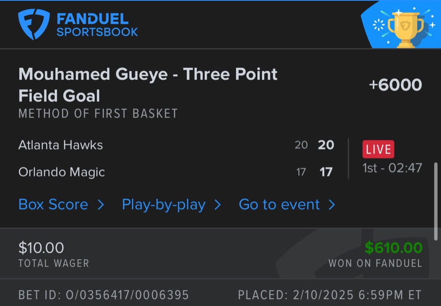 Hall of Fame betting receipt