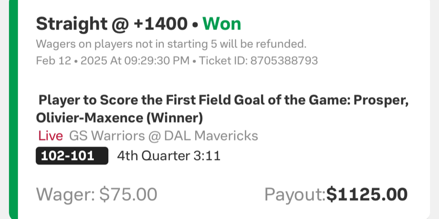 Hall of Fame betting receipt