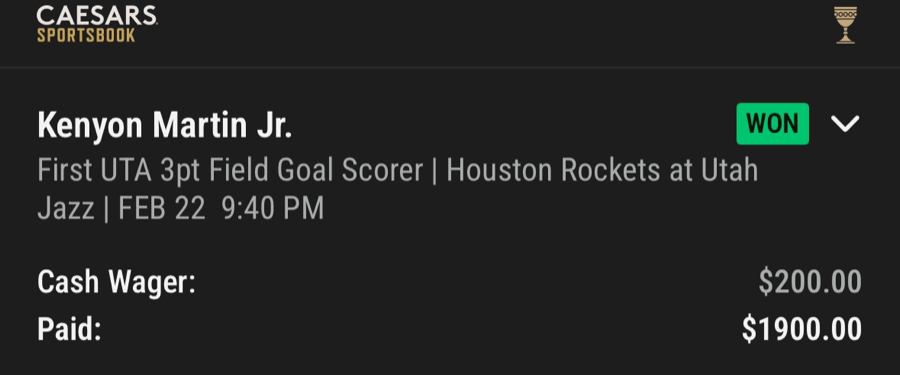 Hall of Fame betting receipt