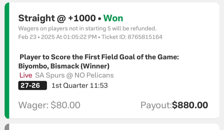 Hall of Fame betting receipt