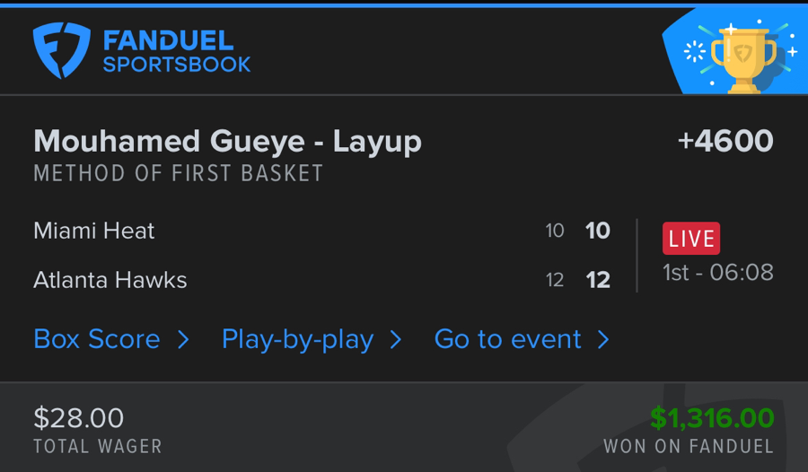 Hall of Fame betting receipt