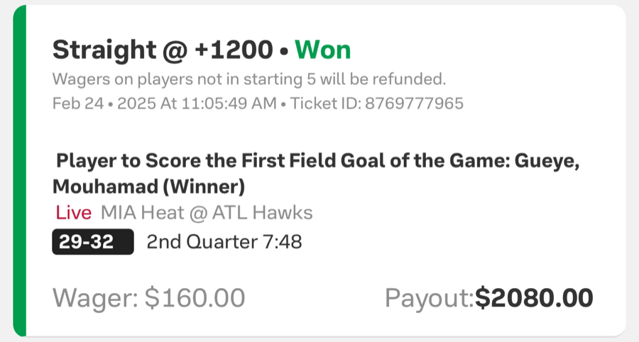 Hall of Fame betting receipt