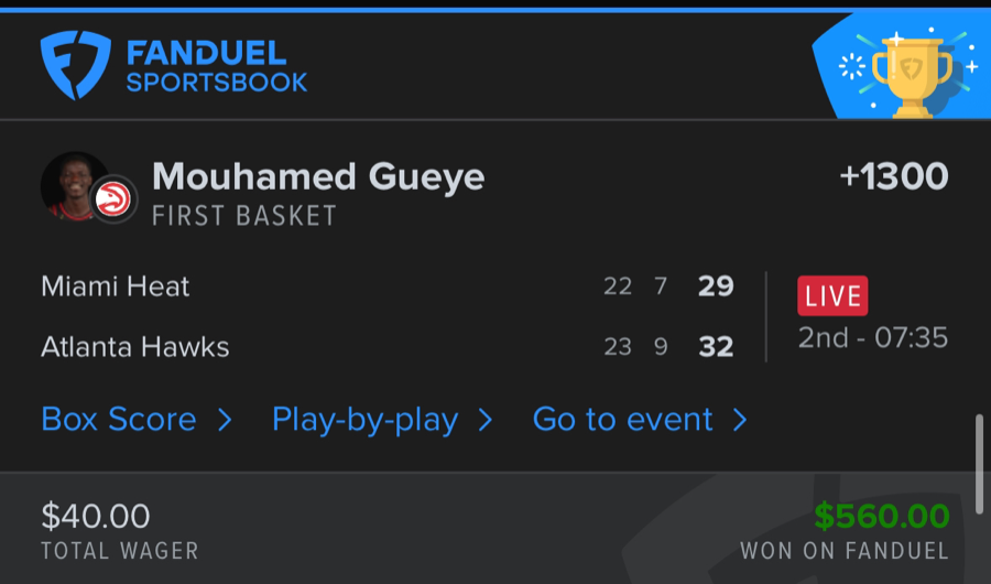 Hall of Fame betting receipt