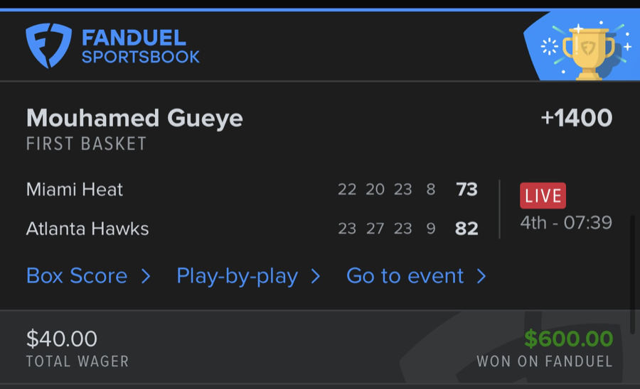 Hall of Fame betting receipt