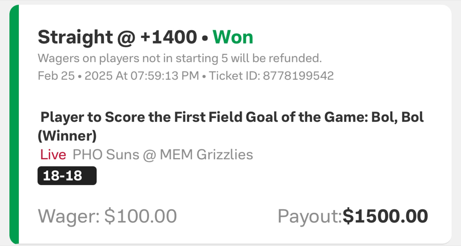 Hall of Fame betting receipt