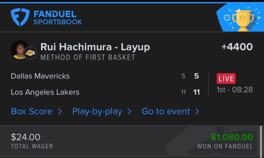 Hall of Fame betting receipt