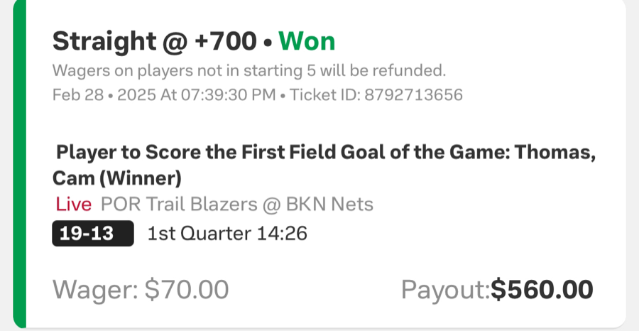 Hall of Fame betting receipt