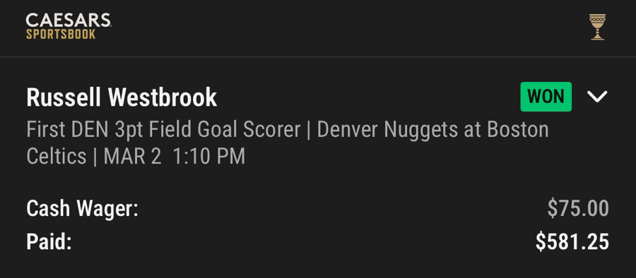 Hall of Fame betting receipt