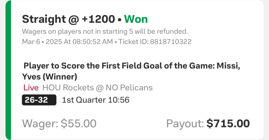 Hall of Fame betting receipt