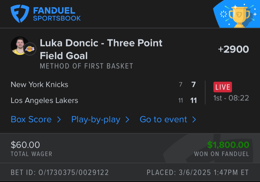 Hall of Fame betting receipt