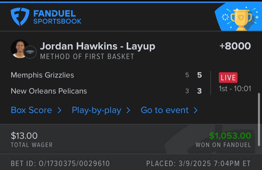 Hall of Fame betting receipt