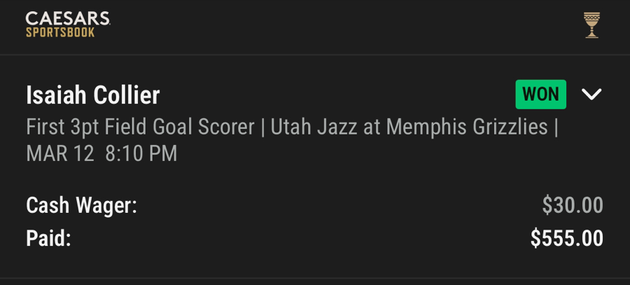 Hall of Fame betting receipt