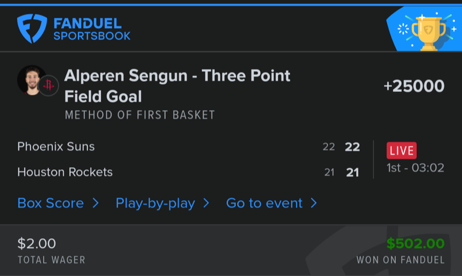 Hall of Fame betting receipt