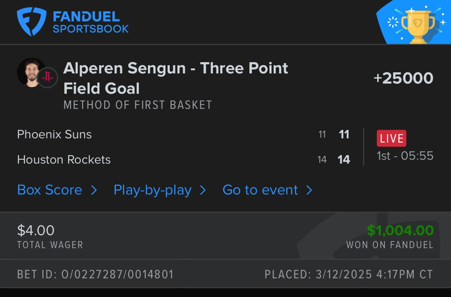 Hall of Fame betting receipt