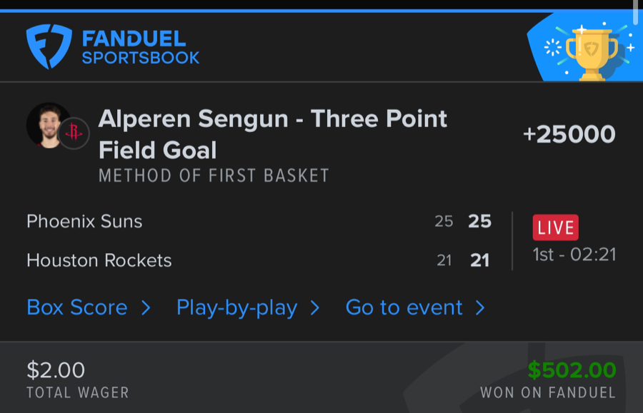 Hall of Fame betting receipt