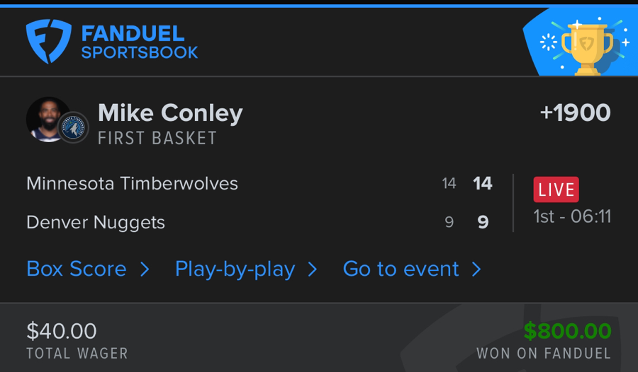 Hall of Fame betting receipt