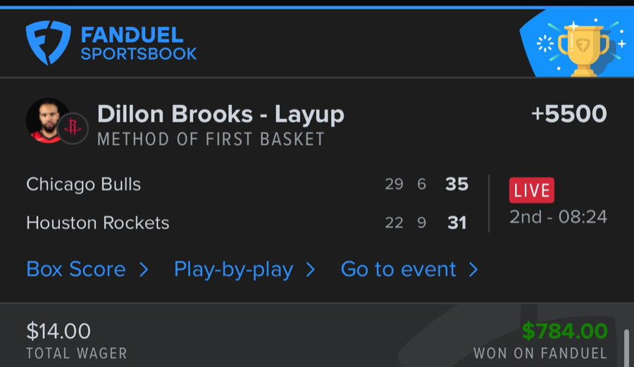 Hall of Fame betting receipt