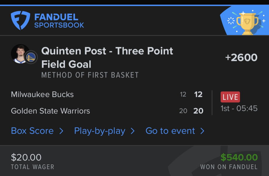 Hall of Fame betting receipt