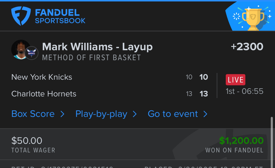 Hall of Fame betting receipt