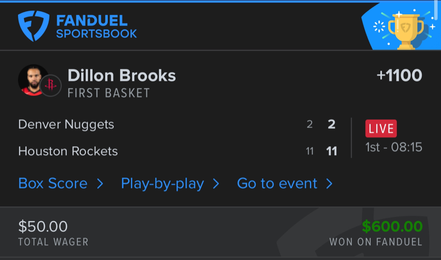 Hall of Fame betting receipt