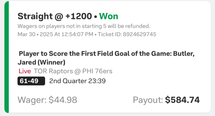 Hall of Fame betting receipt