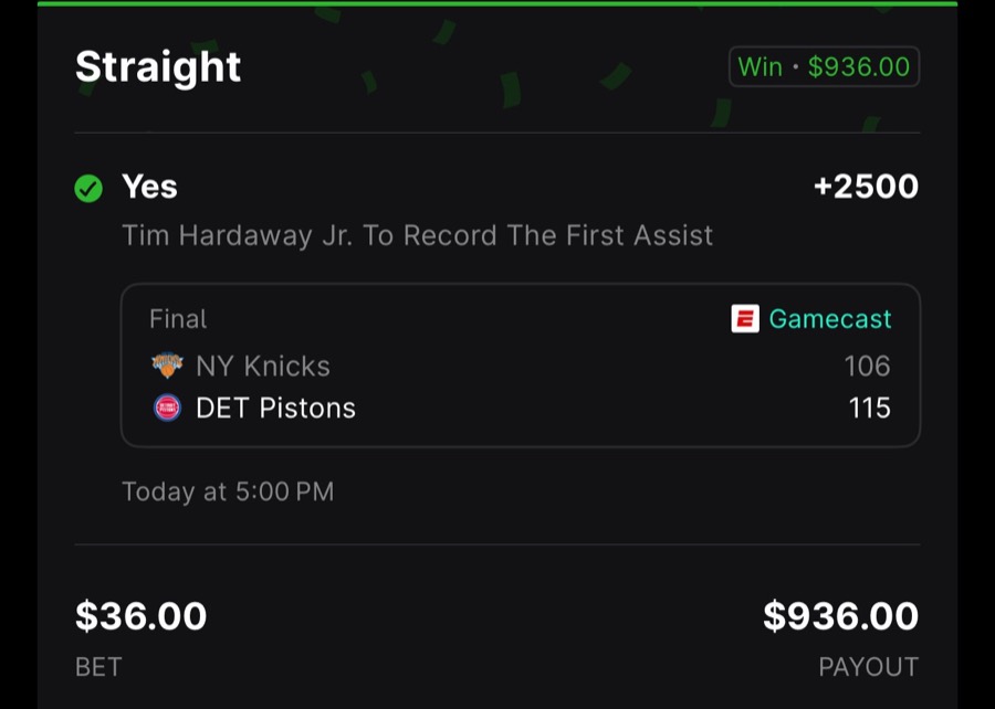 Hall of Fame betting receipt