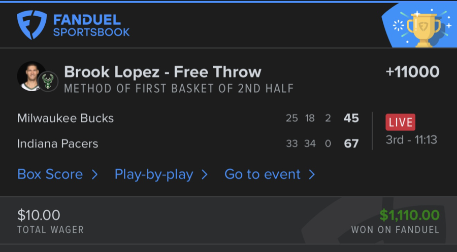 Hall of Fame betting receipt