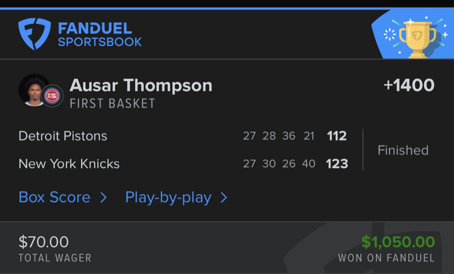 Hall of Fame betting receipt