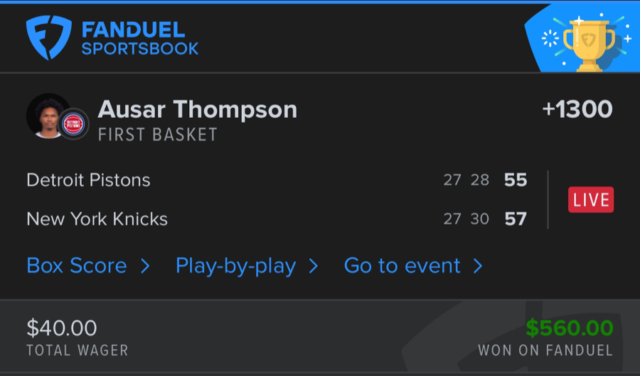 Hall of Fame betting receipt