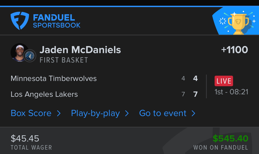 Hall of Fame betting receipt