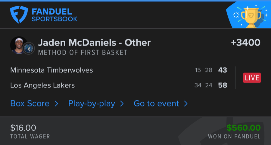 Hall of Fame betting receipt