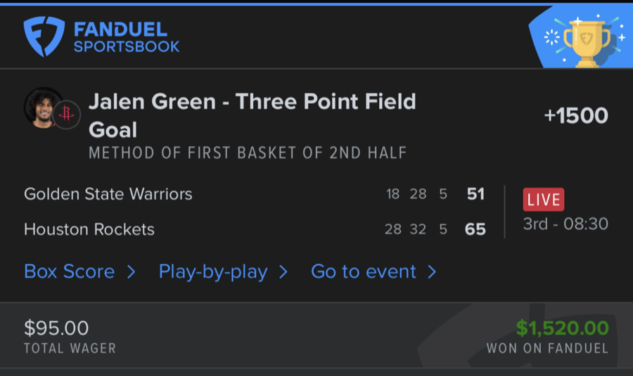 Hall of Fame betting receipt