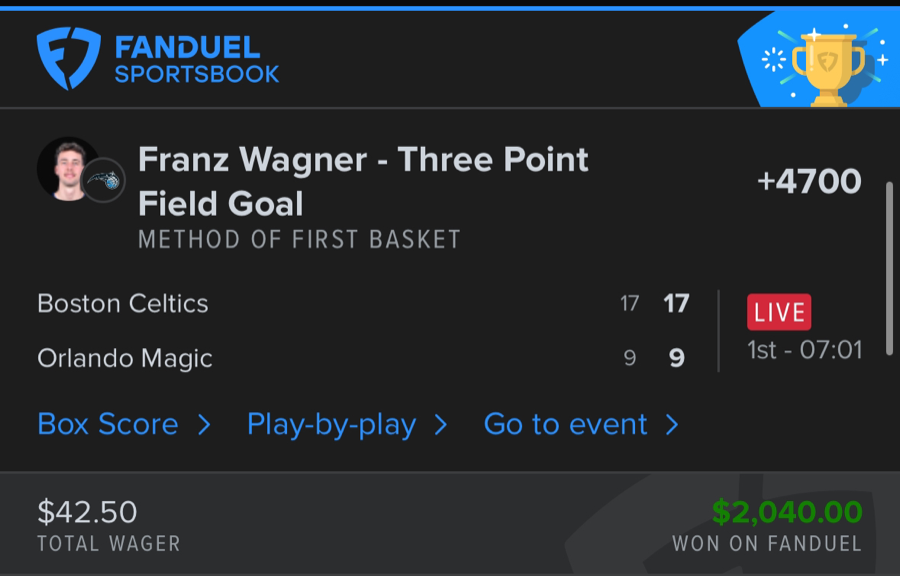 Hall of Fame betting receipt